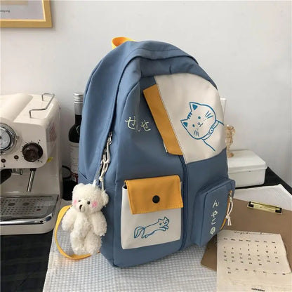 Kawaii Cat Backpack for Kids 🐾 | Large Capacity School Bag 🎒 | Cute Animal Print Design 🌈