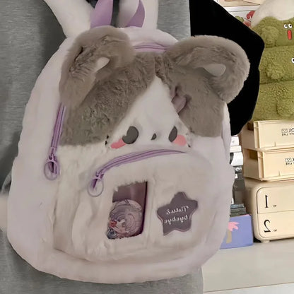 Kawaii Plush Fluffy Backpack 🎒✨ | Cute Purple & White Women's Bag for Fashion Lovers 🌸💕