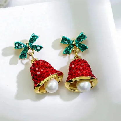 Whimsical Christmas Light Bulb Drop Earrings With Rhinestone Bowknot 🎀✨
