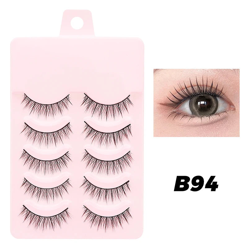 Pastel Little Devil Anime Lashes 5 Pairs Clear Band Full Strip For Natural Daily Manga Style Eyelashes 😈👁️✨