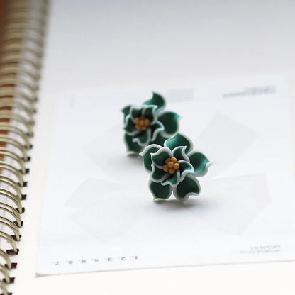 Trendy Handmade Polymer Clay Flower Earrings, 3D Floral Studs for Women,Lightweight Boho Statement Jewelry, Chic Gift