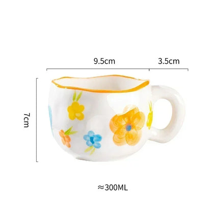 Whimsical Flower Heart Ceramic Mug 🌼💖 - Adorable Irregular Cup for Coffee, Tea & Juice! Perfect Gift for Kids & Girls!