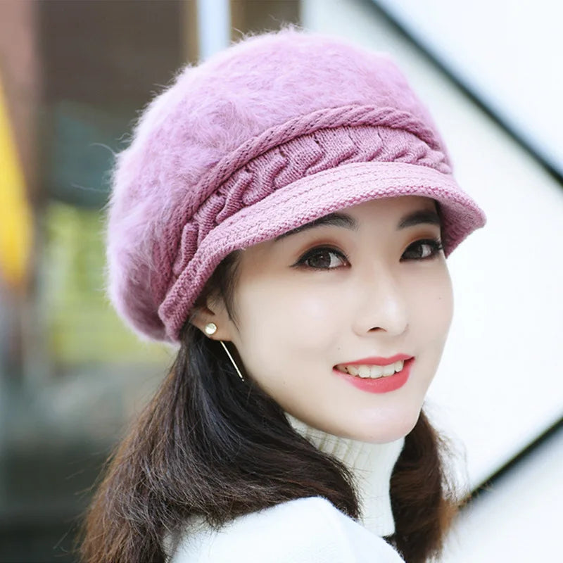 Cozy Korean Style Rabbit Hair Beanie For Women Warm Winter Knit Hat 🐰❄