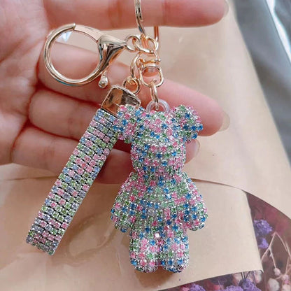 Diamond Bear Car Keychain Cute Handmade Luxury Rhinestone Bag Pendant 🧸💎✨