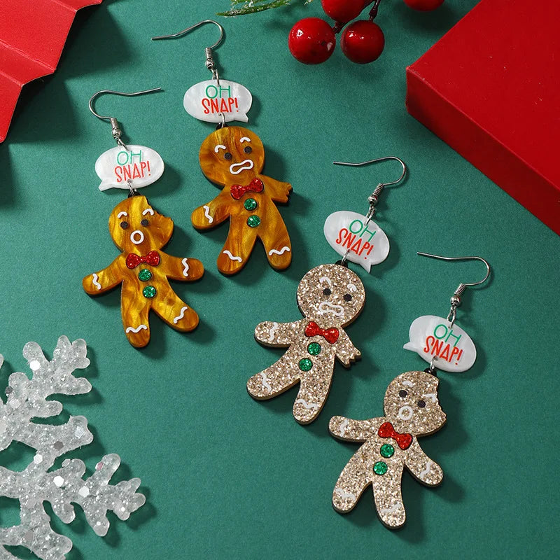 Gingerbread Man Acrylic Cute Dangle Earrings Christmas Gift 🎄