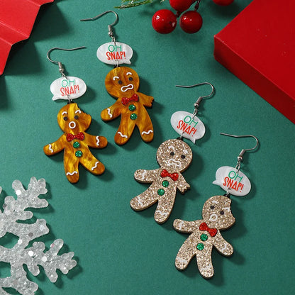 Gingerbread Man Acrylic Cute Dangle Earrings Christmas Gift 🎄
