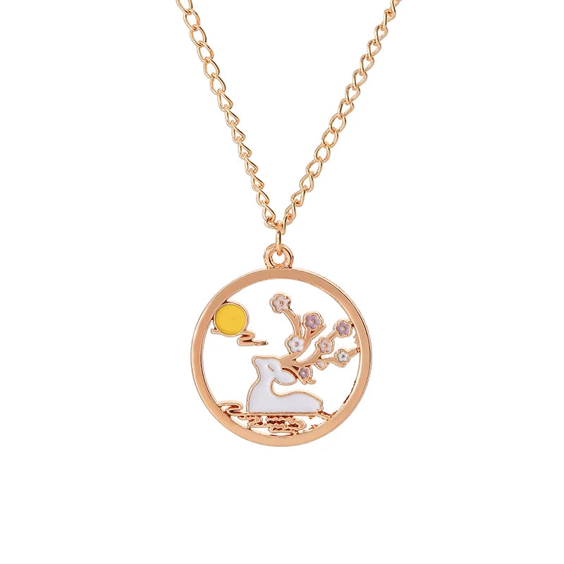 🐰✨ Adorable Sakura Bunny & Cat Pendant Necklace - Cute Charm for Trendy Ladies! 🌸💖 - Pixie Quill