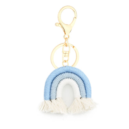 Kawaii 5cm Rainbow Tassel Keychains 🌈✨ | Cute Macrame Car Keyring & Bag Charm for Women 💖💼