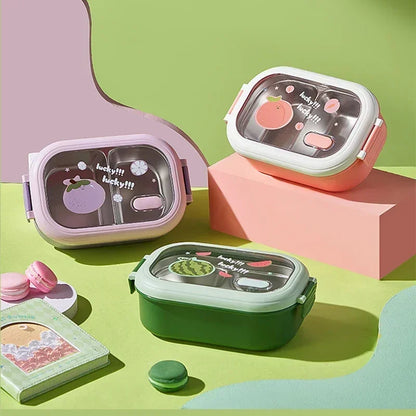 Kawaii Stainless Steel Bento Box 🥪✨ | Adorable Portable Lunch Container for Kids 🍱💖 | Sealed, Heatable & Eco-Friendly! 🌈