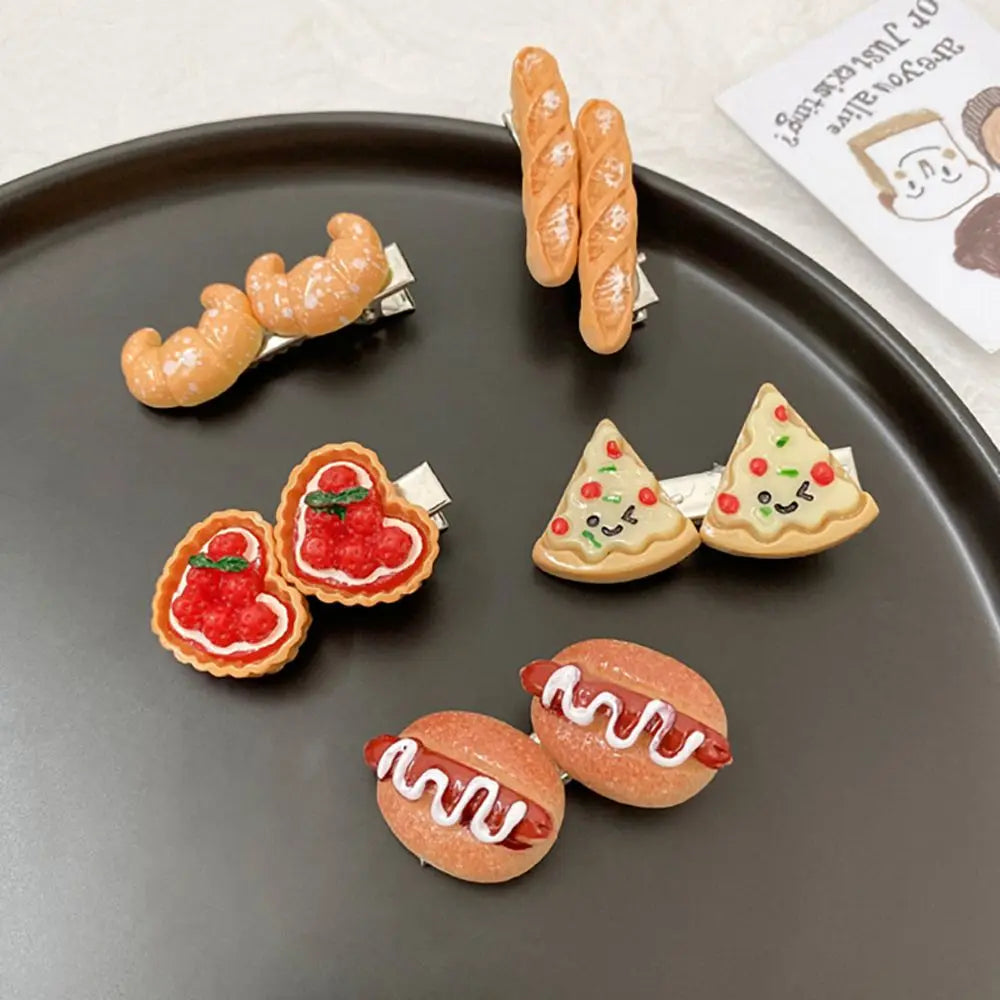 Kawaii Egg Tart Duckbill Clips 🐥🍰 | Adorable Simulated Food Hairpins for Kids & Girls 💖✨