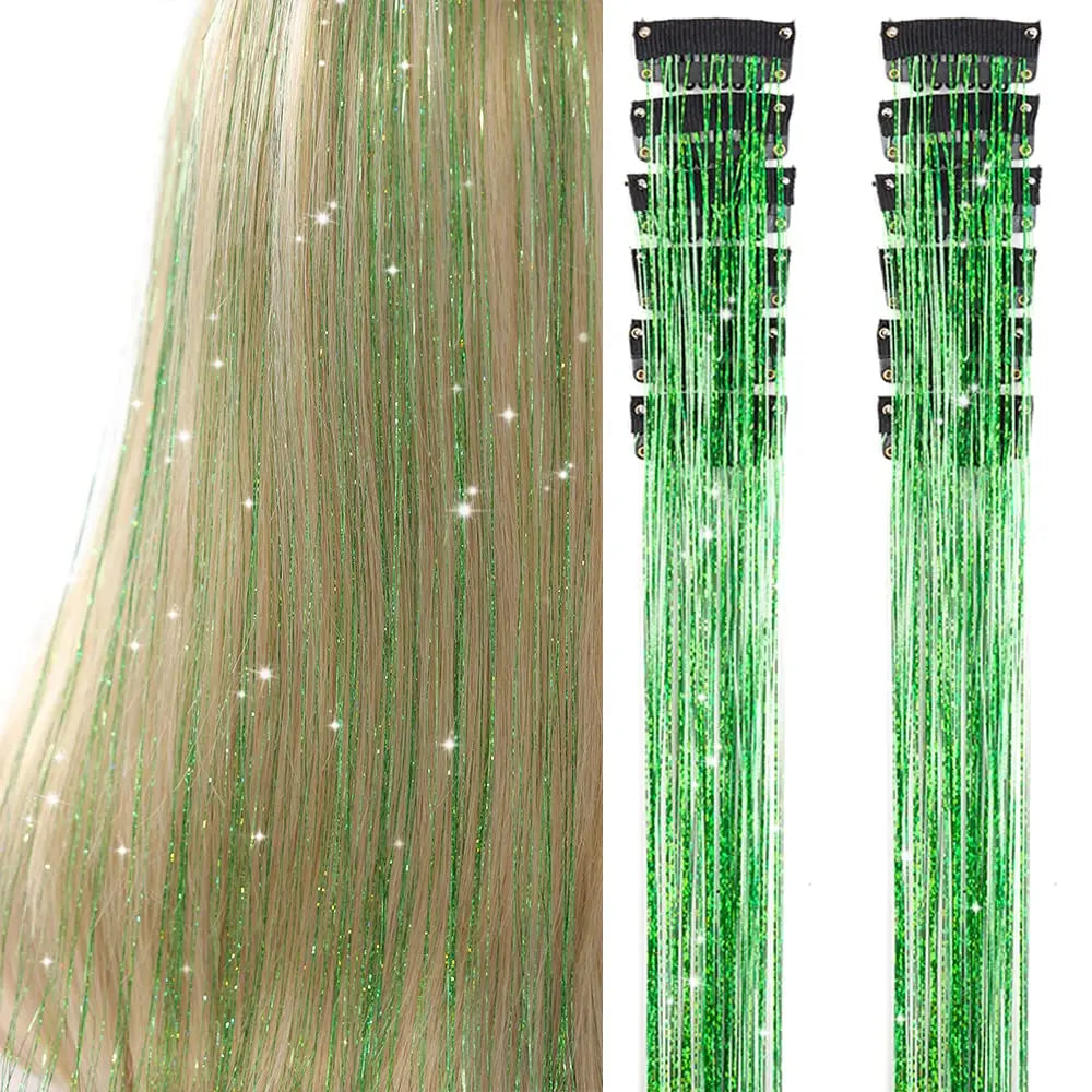 12 Pcs Clip In Hair Tinsel Pack Glitter Fairy Extensions For Women And Kids ✨