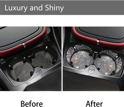 Adorable Blingy Rhinestone Car Cup Holder Coasters ✨💖 | 2pcs Non-Slip Silica Gel Mats for a Cute Automotive Touch!
