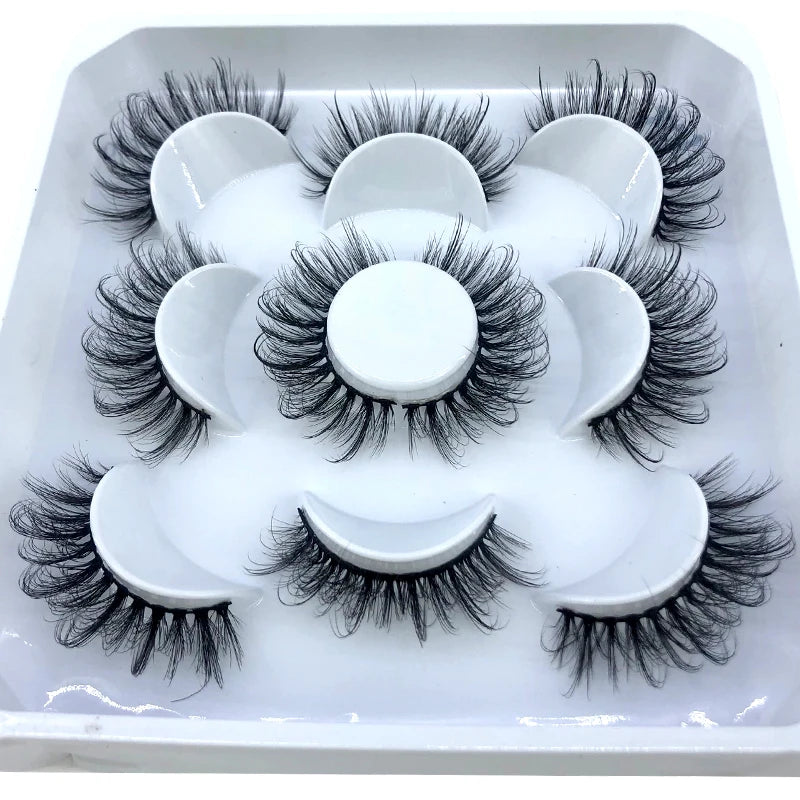 New 5 Pairs 8-25mm Natural 3D False Eyelashes Kit Mink Lashes Full Strip Look Whimsical Cute Glam 🌸✨