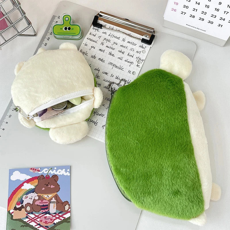 Adorable Kawaii Turtle Plush Pencil Case 🐢✨ - Multifunctional Cosmetic Bag & Coin Purse for School Supplies and Travel! 🎒💖