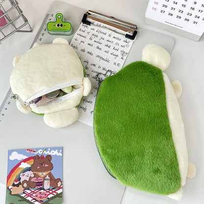Adorable Kawaii Turtle Plush Pencil Case 🐢✨ - Multifunctional Cosmetic Bag & Coin Purse for School Supplies and Travel! 🎒💖