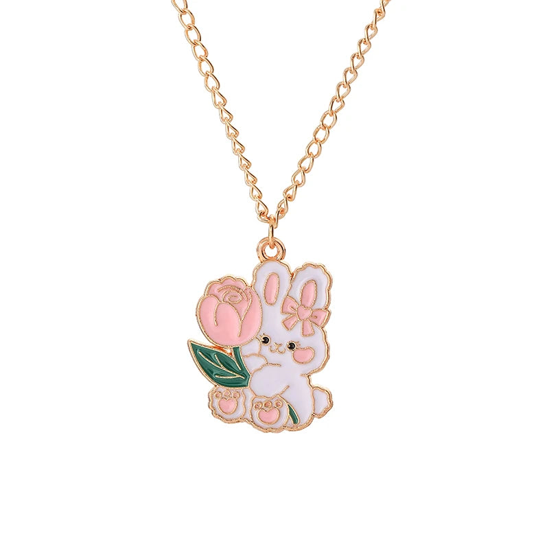 🐰✨ Adorable Sakura Bunny & Cat Pendant Necklace - Cute Charm for Trendy Ladies! 🌸💖 - Pixie Quill