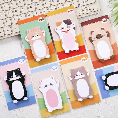 Adorable Kawaii Cat Sticky Notes 🐾 | 30 Sheets Memo Pad for School & Office 🎨 | Cute Stationery Gift & Bookmark 🌟