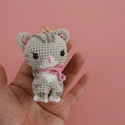 Handmade Kitten Crochet Keychain For Backpack Cute Cat Doll Pendant 🧶🐾