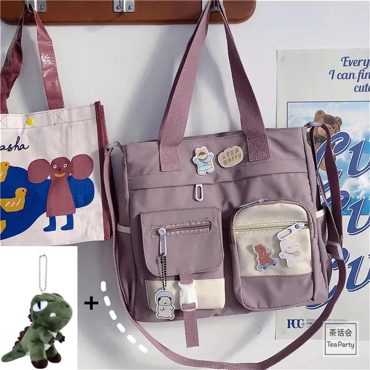 Kawaii Nylon Waterproof Satchel 👜✨ | Adorable Japanese Crossbody Messenger Bag for Students & Girls 🎒💖
