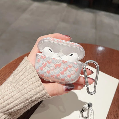 ✨Cute Glittery Heart Silicone Case for AirPods Pro 2 & 1/2/3 💖🎀 – Adorable Cartoon Style Charging Cover! 🎉 - Pixie Quill