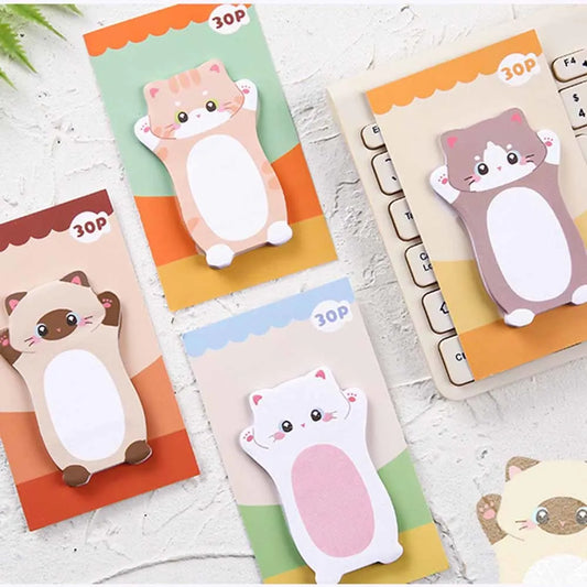 Adorable Kawaii Cat Sticky Notes 🐾 | 30 Sheets Memo Pad for School & Office 🎨 | Cute Stationery Gift & Bookmark 🌟