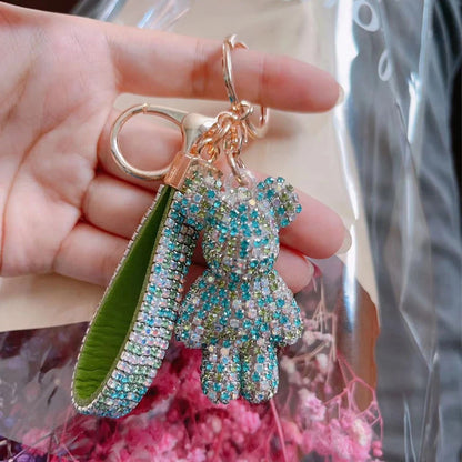 Diamond Bear Car Keychain Cute Handmade Luxury Rhinestone Bag Pendant 🧸💎✨
