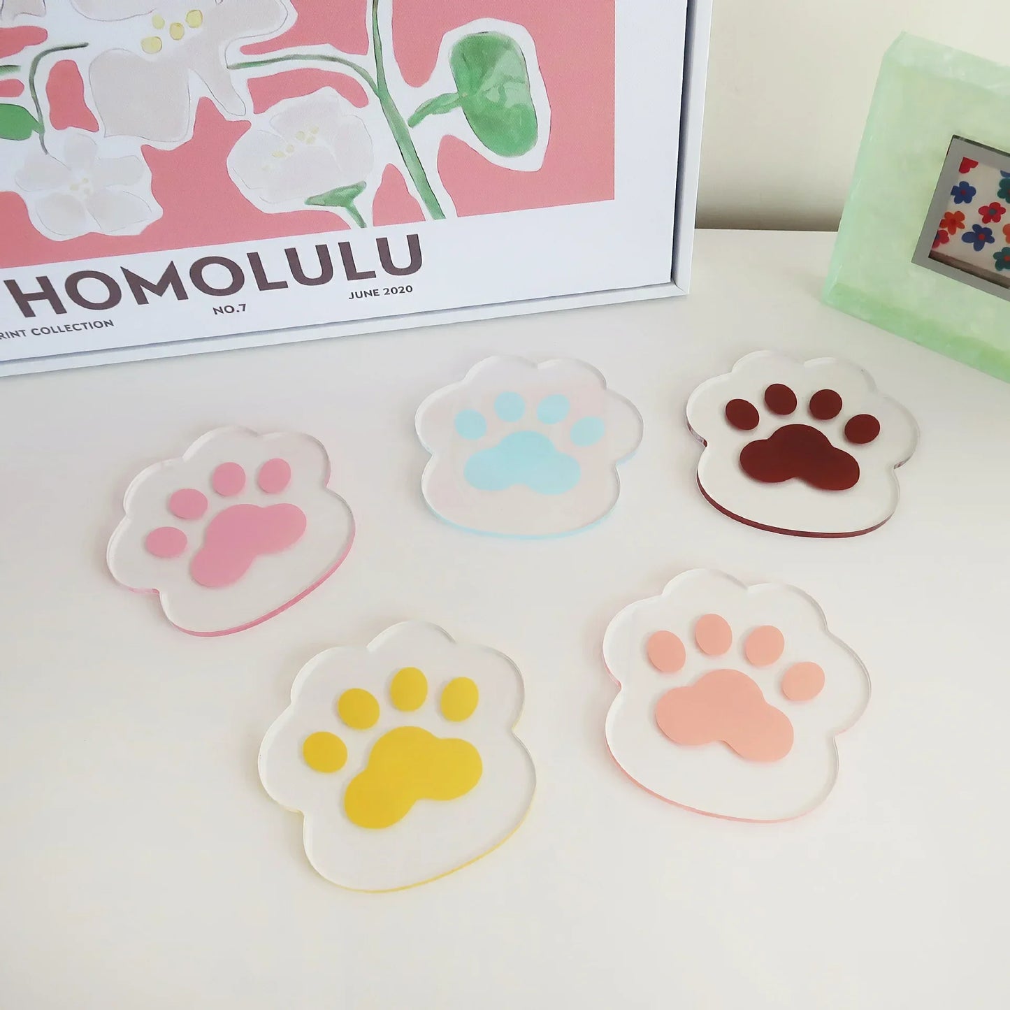 Kawaii Cat Paw Coaster 🌈 | Cute Acrylic Heat Insulated Cup Holder 🐾 | Adorable Home & Kitchen Decor!