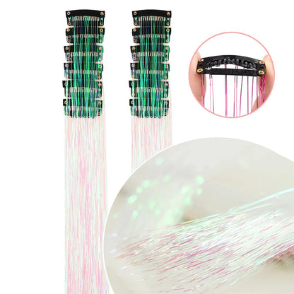 12 Pcs Clip In Hair Tinsel Pack Glitter Fairy Extensions For Women And Kids ✨