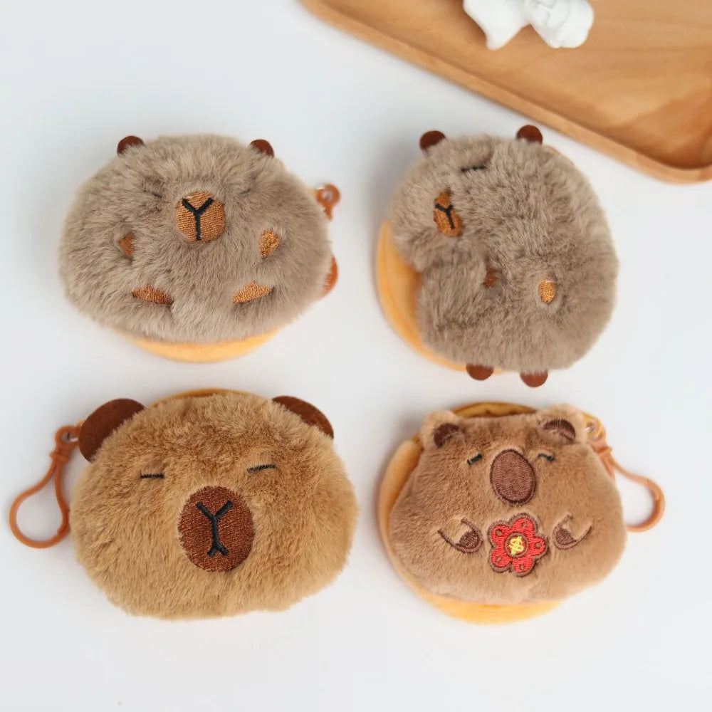 Kawaii Capybara Plush Coin Purse 🐾✨ Cute Cartoon Round Bag for Headphones & More! 🎀