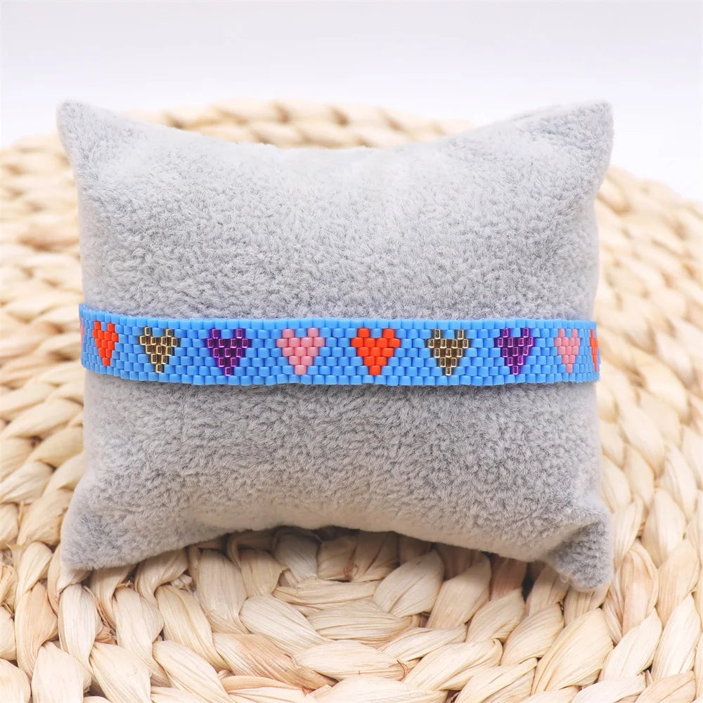 Kawaii Heart Weaving Bracelet 💖✨ | Adjustable Friendship Jewelry with Colorful Zircon 🌈 | Trendy Boho Gift for Women