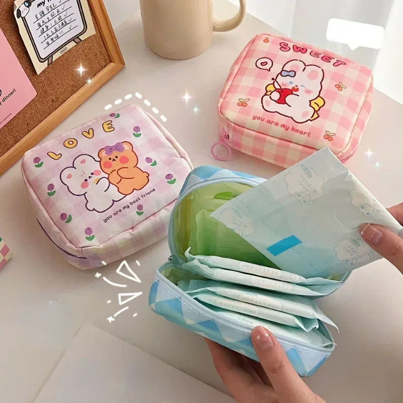 Kawaii Cartoon Cosmetic Pouch 🎀 | Mini Organizer for Makeup, Lipstick & Travel Essentials ✨