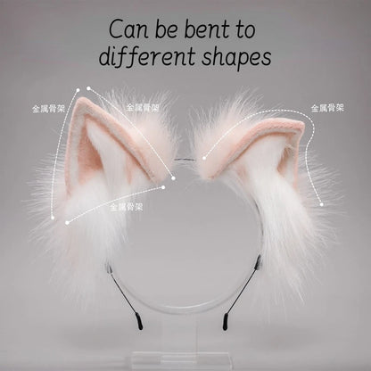 Kawaii Fox Ear Headband 🦊💖 - Adorable Cat Ears Hair Hoop for Cosplay, Halloween & Costume Fun! 🎉✨