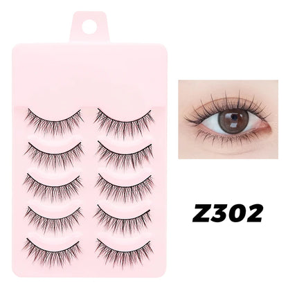 Pastel Little Devil Anime Lashes 5 Pairs Clear Band Full Strip For Natural Daily Manga Style Eyelashes 😈👁️✨