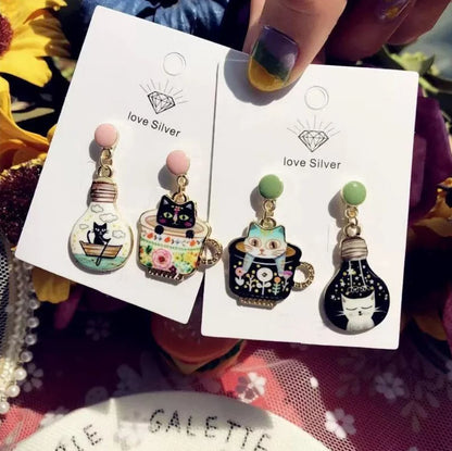 Kawaii Cat Cup Drop Earrings 🐱☕✨ - Adorable Dangle Jewelry for Women & Girls! Perfect Gift for Parties!