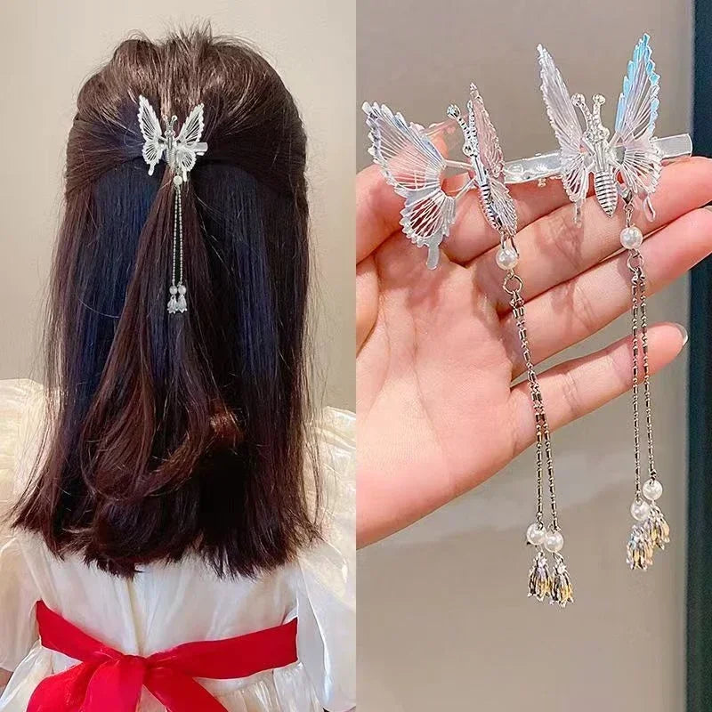 Kawaii Butterfly Hairpin 🌸✨ Vintage Tassel Clip for Adorable Style 🦋
