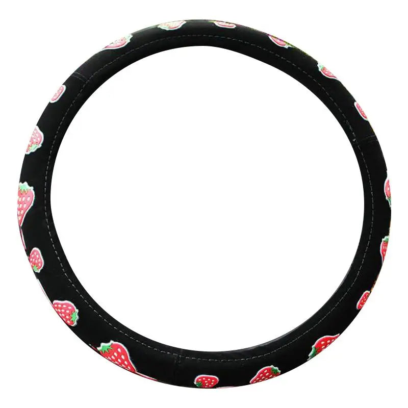 Kawaii Strawberry Bliss 🍓✨ Universal Elastic Steering Wheel Cover – Adorable Auto Accessory for a Cute Ride! 🚗💕