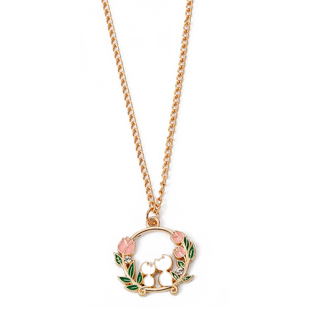 🐰✨ Adorable Sakura Bunny & Cat Pendant Necklace - Cute Charm for Trendy Ladies! 🌸💖 - Pixie Quill