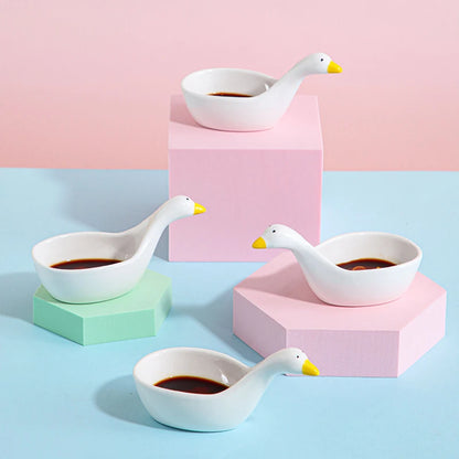 Adorable Swan Ceramic Dipping Bowls Set 🦢✨ - Cute Kawaii Sauce Dishes for Soy, Snacks & More! 🍅🥢