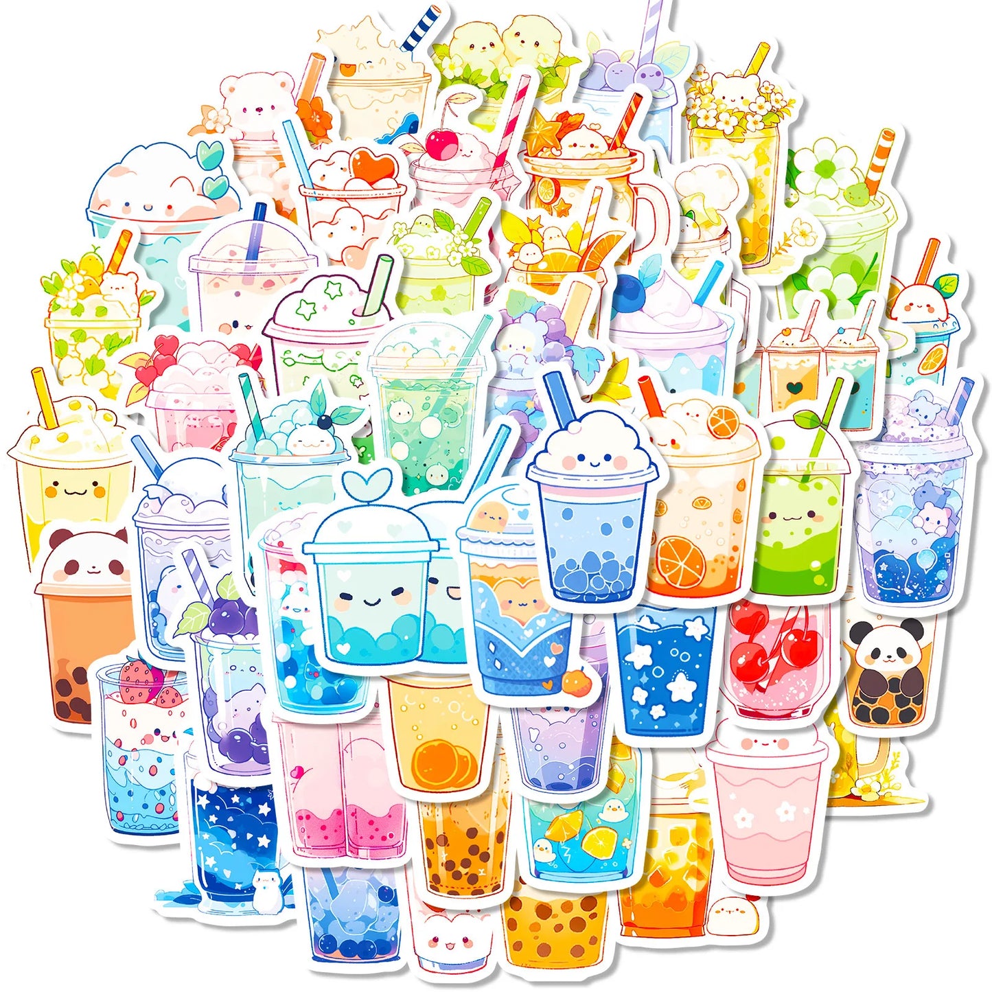 ✨ 50PCS Adorable Pearl Milk Tea Sticker Collection 🍵🎨 – Perfect for DIY Fun on Phones, Laptops & More! 🌈 - Pixie Quill