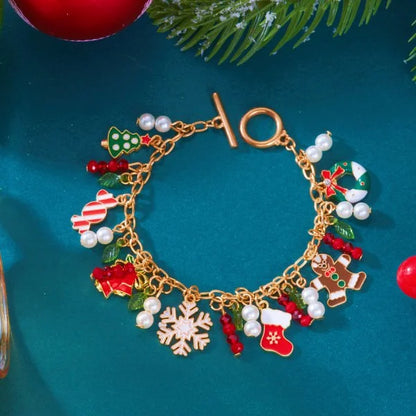 Whimsical Christmas Bracelet With Santa Snowman Star Pendant Jewelry Adjustable🎄