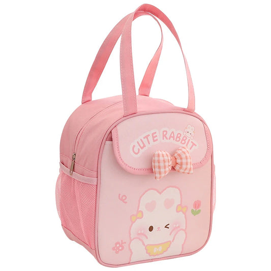 Adorable Kawaii Bunny Lunch Box 🍱💕 - Insulated Pink Bow Bento Bag for Kids & Students!