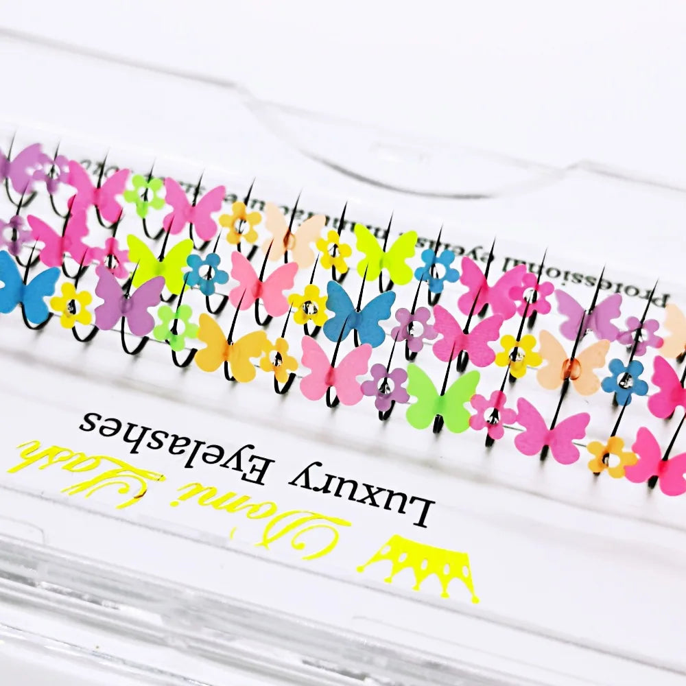 🌸 Kawaii Heart Flower Glitter Lashes 🌟 3D Butterfly Mink Extensions for Whimsical Eye Magic ✨