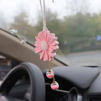 Charming Kawaii Daisy Car Mirror Pendant 🌼✨ | Adorable Plaster Decoration for Auto & Home!