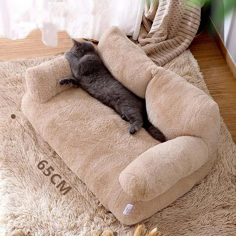 Kawaii Cozy Cat Sofa 🐾✨ Plush Winter Nest for Small Pets 🐱💖 Comfortable & Warm Bed with Pillow!
