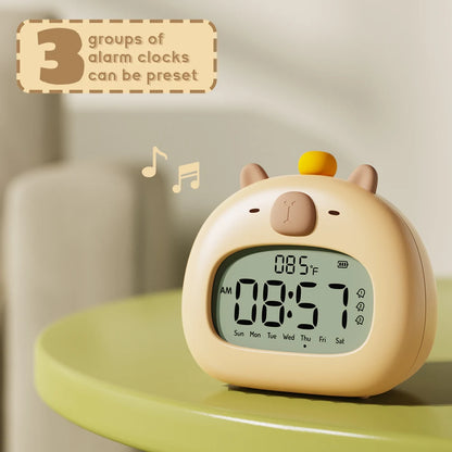 Cute Capybara LED Alarm Clock 🌟 | Kids' Sleep Trainer with Temperature Display & Rechargeable Features 🕒✨