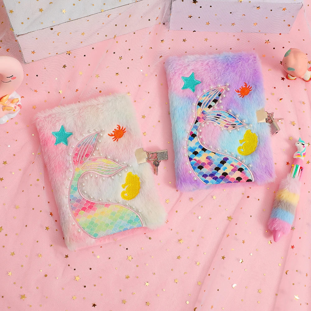 Kawaii Mermaid Tail A5 Notebook & Pen Set 🧜‍♀️✨ - Adorable Lock Diary for Girls! 💖📚