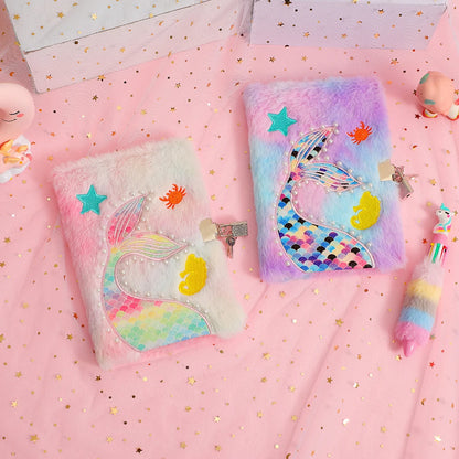 Kawaii Mermaid Tail A5 Notebook & Pen Set 🧜‍♀️✨ - Adorable Lock Diary for Girls! 💖📚