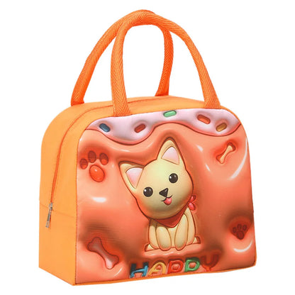 Kawaii 3D Animal Pattern Bento Bag 🐻🍱 | Large Capacity Insulated Lunch Tote for Kids & Adults 🌈✨