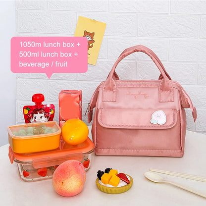 Cute Kawaii Peach Insulated Lunch Tote 🍑✨ - Stylish & Spacious Travel Bag for Women & Kids!