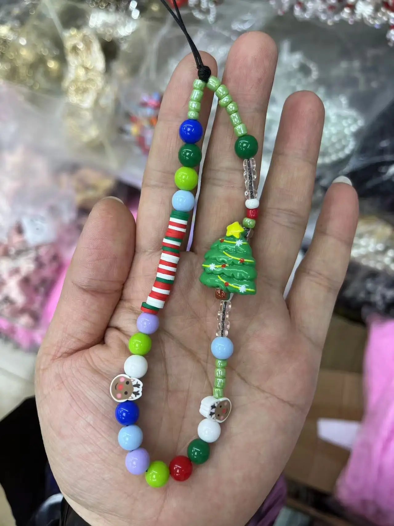 Whimsical Christmas Phone Chain Charm 🎄 Cute Wrist Strap Lanyard For IPhone